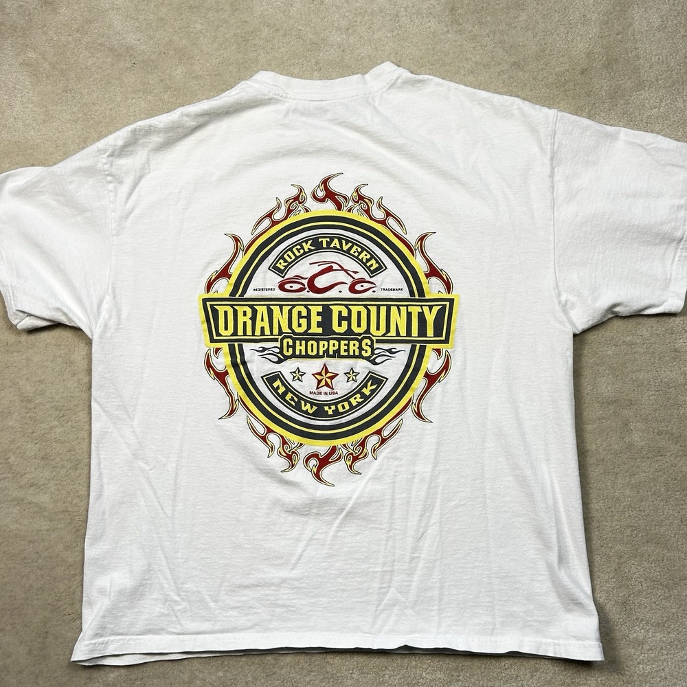 Vintage Y2K Orange County Choppers TShirt Mens XL White Graphic USA Made